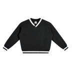 V-Neck Contrast Collar Boxy Sweatshirt
