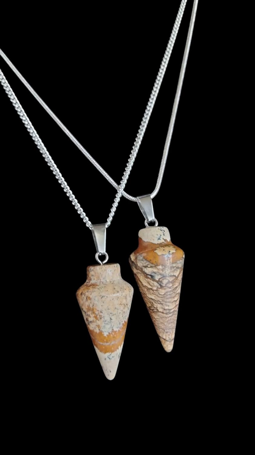 925 Silver Handmade Natural Gemstone Dowsing Pendulum or Pendulum Necklace: Multiple Stones Available