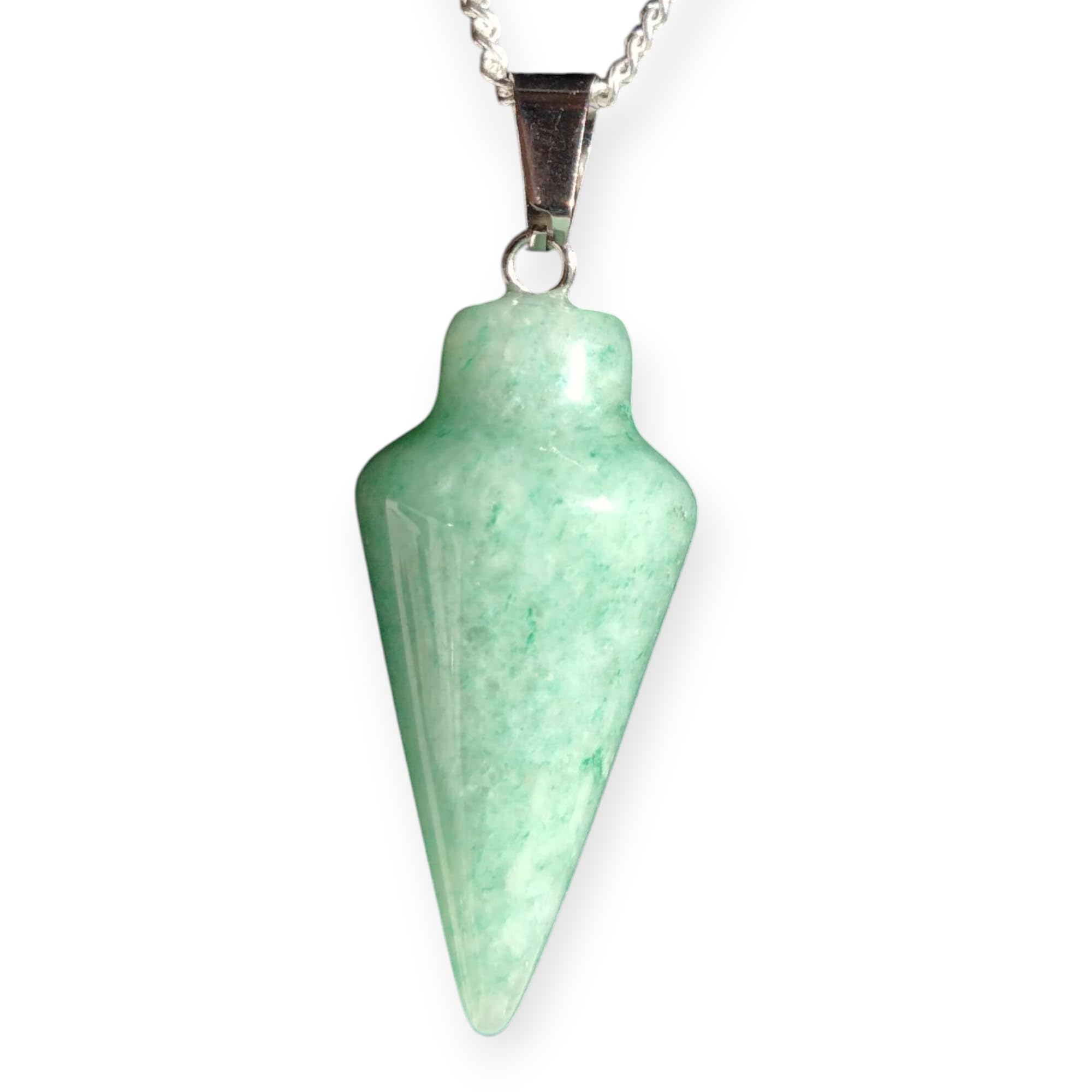 Natural Healing Crystal Pendant Necklace, Mixed Colors, Silver Chain, Cone Shape, Gemstone Point Collection