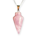 Natural Healing Crystal Pendant Necklace, Mixed Colors, Silver Chain, Cone Shape, Gemstone Point Collection