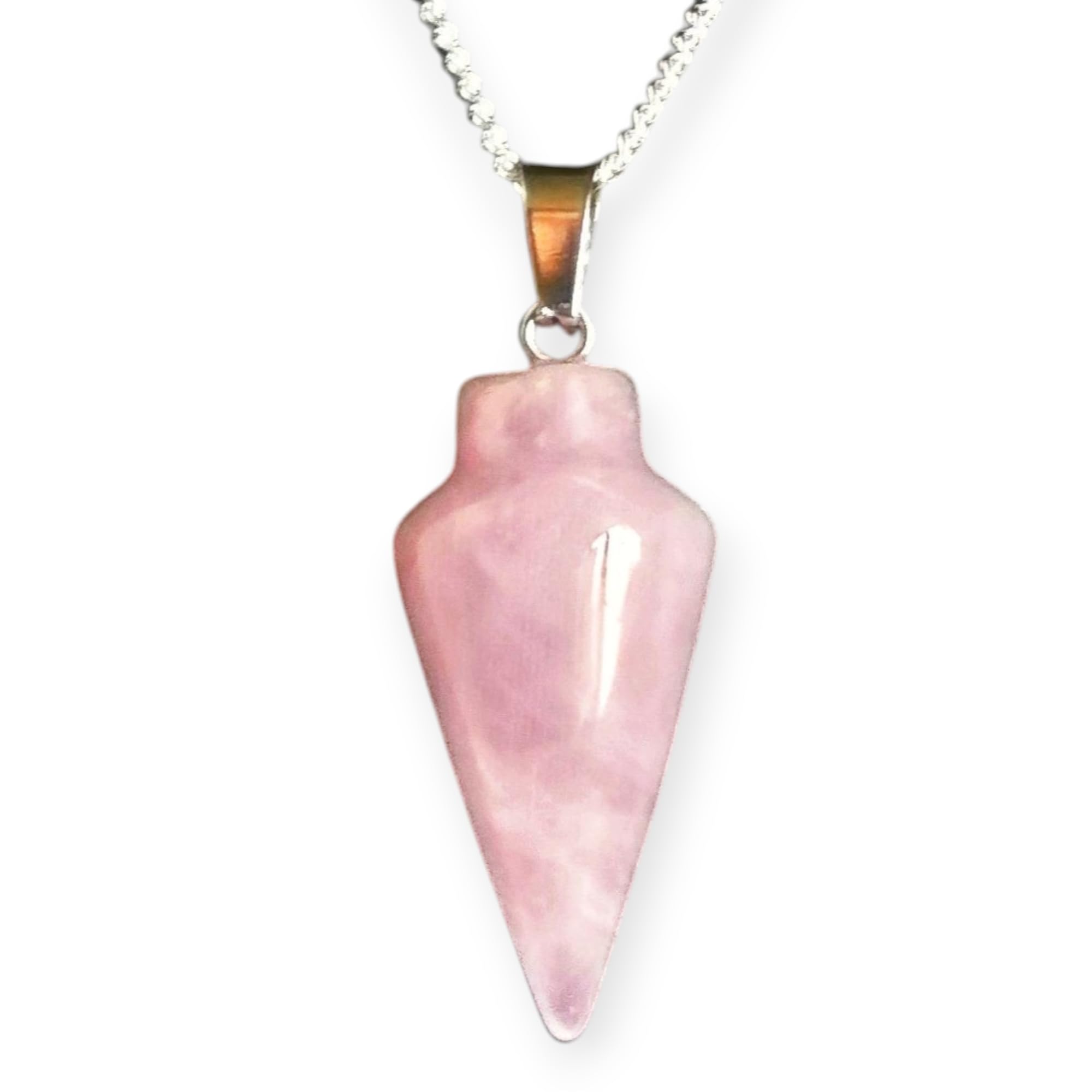Natural Healing Crystal Pendant Necklace, Mixed Colors, Silver Chain, Cone Shape, Gemstone Point Collection