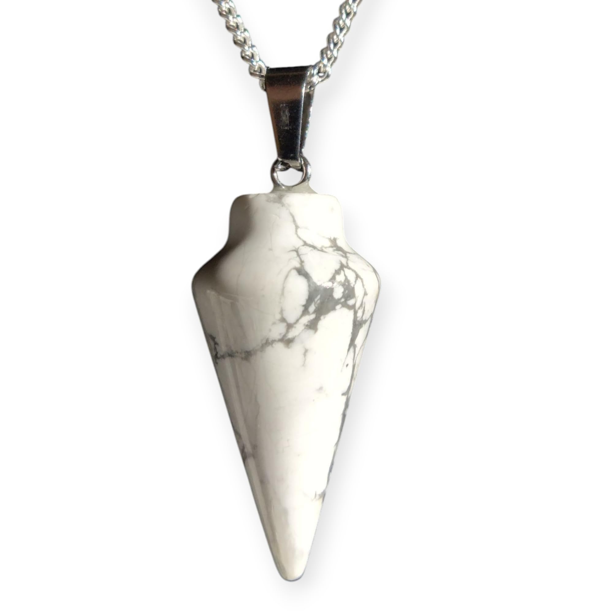 Natural Healing Crystal Pendant Necklace, Mixed Colors, Silver Chain, Cone Shape, Gemstone Point Collection