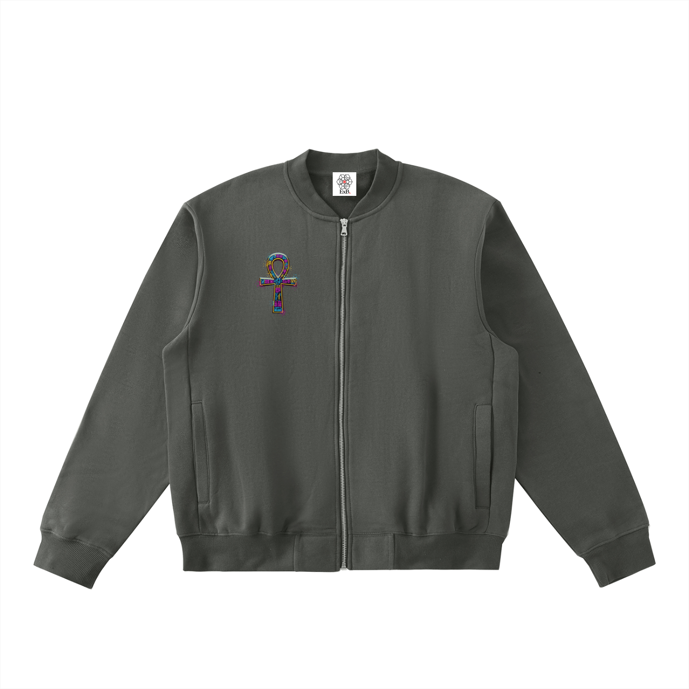 Essential Zip-Up Fleeced Varsity Jacket