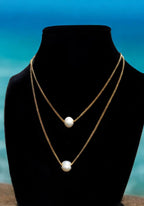 Extrinsic Beauty Natural freshwater pearl 18K Gold Plated Curb Chain Necklaces set of 2, Dainty Layered Design for Women - sea & sky collection wedding gift, women gift