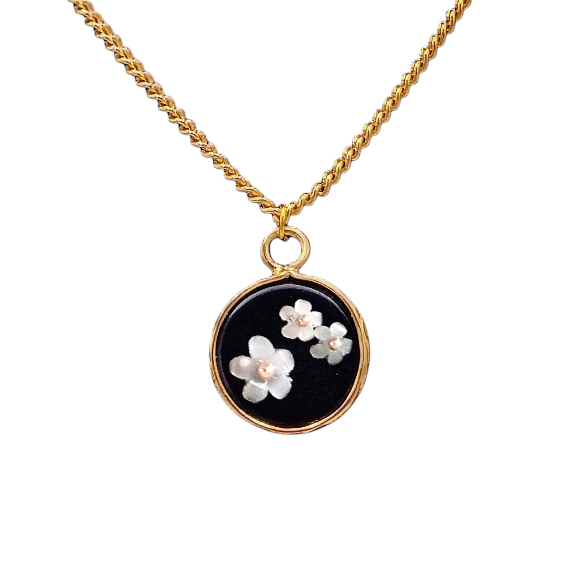 Natural Stone Necklace with Color Changing Floral Design, 18K Gold Plated, Black Obsidian, Amazonite, Rose Quartz, UV Reactive, Festival Jewlery, Gift For Daughter, Mother, Sister, Wife