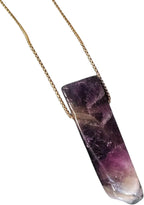 Extrinsic Beauty Natural Amethyst Crystal Bar Pendant Necklace with 18k Gold Chain, Irregular, Healing Crystal Jewelry