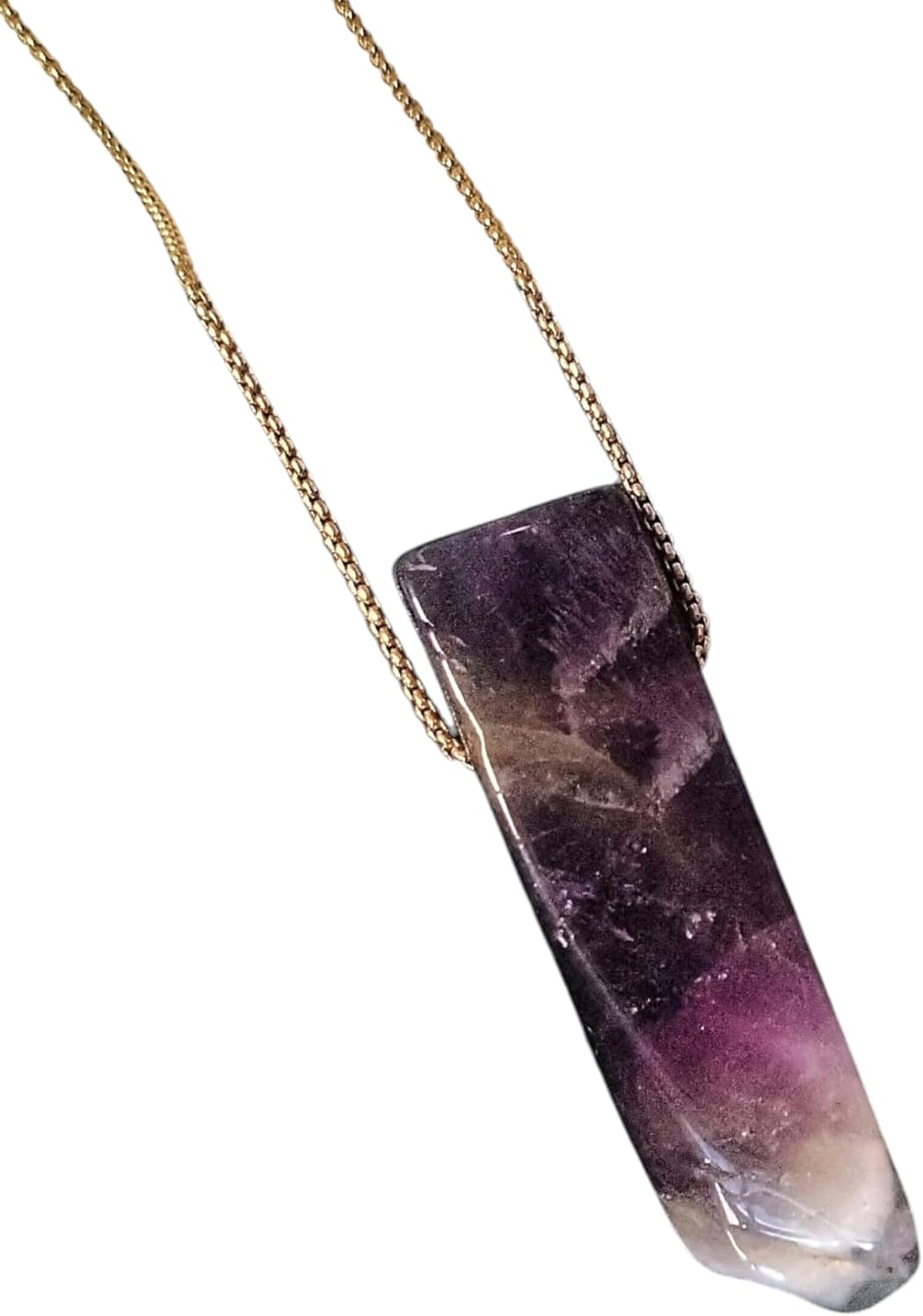 Extrinsic Beauty Natural Amethyst Crystal Bar Pendant Necklace with 18k Gold Chain, Irregular, Healing Crystal Jewelry