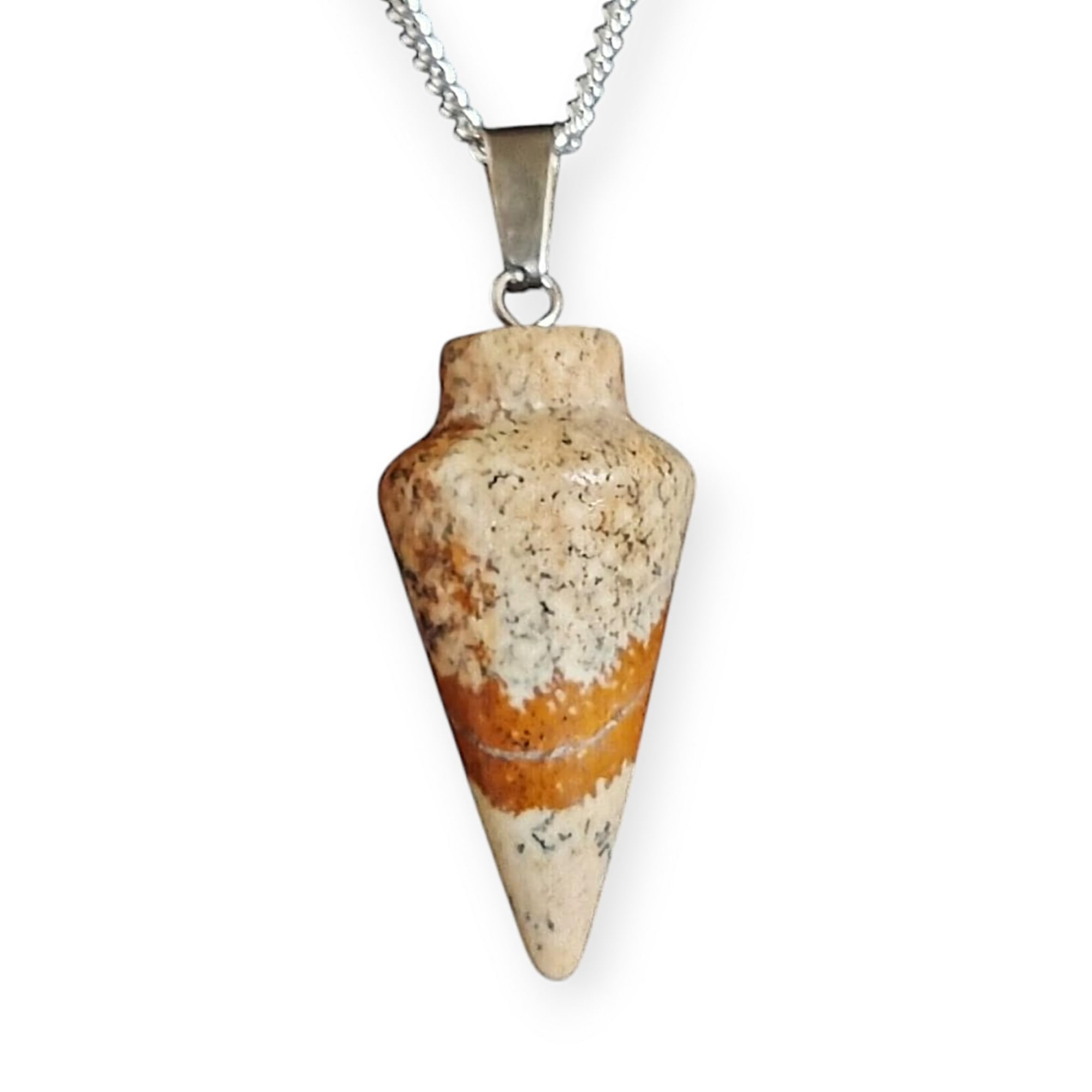 Natural Healing Crystal Pendant Necklace, Mixed Colors, Silver Chain, Cone Shape, Gemstone Point Collection