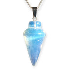 Natural Healing Crystal Pendant Necklace, Mixed Colors, Silver Chain, Cone Shape, Gemstone Point Collection