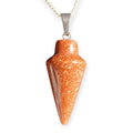 Natural Healing Crystal Pendant Necklace, Mixed Colors, Silver Chain, Cone Shape, Gemstone Point Collection