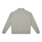 Oat gray heather quarter-zip sweatshirt back view with long sleeves and boxy hem.