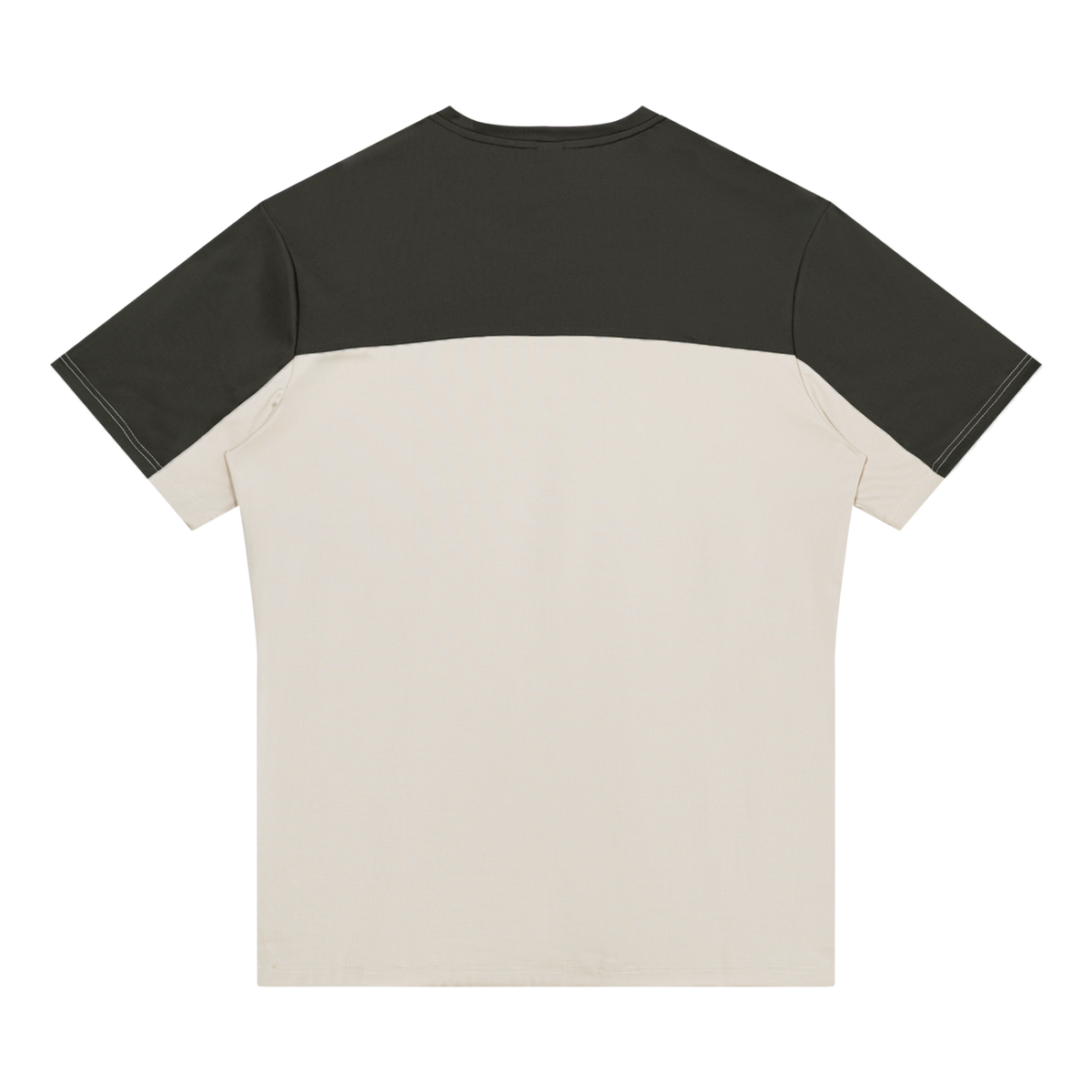 Black performance t-shirt with white lower panel and crew neck