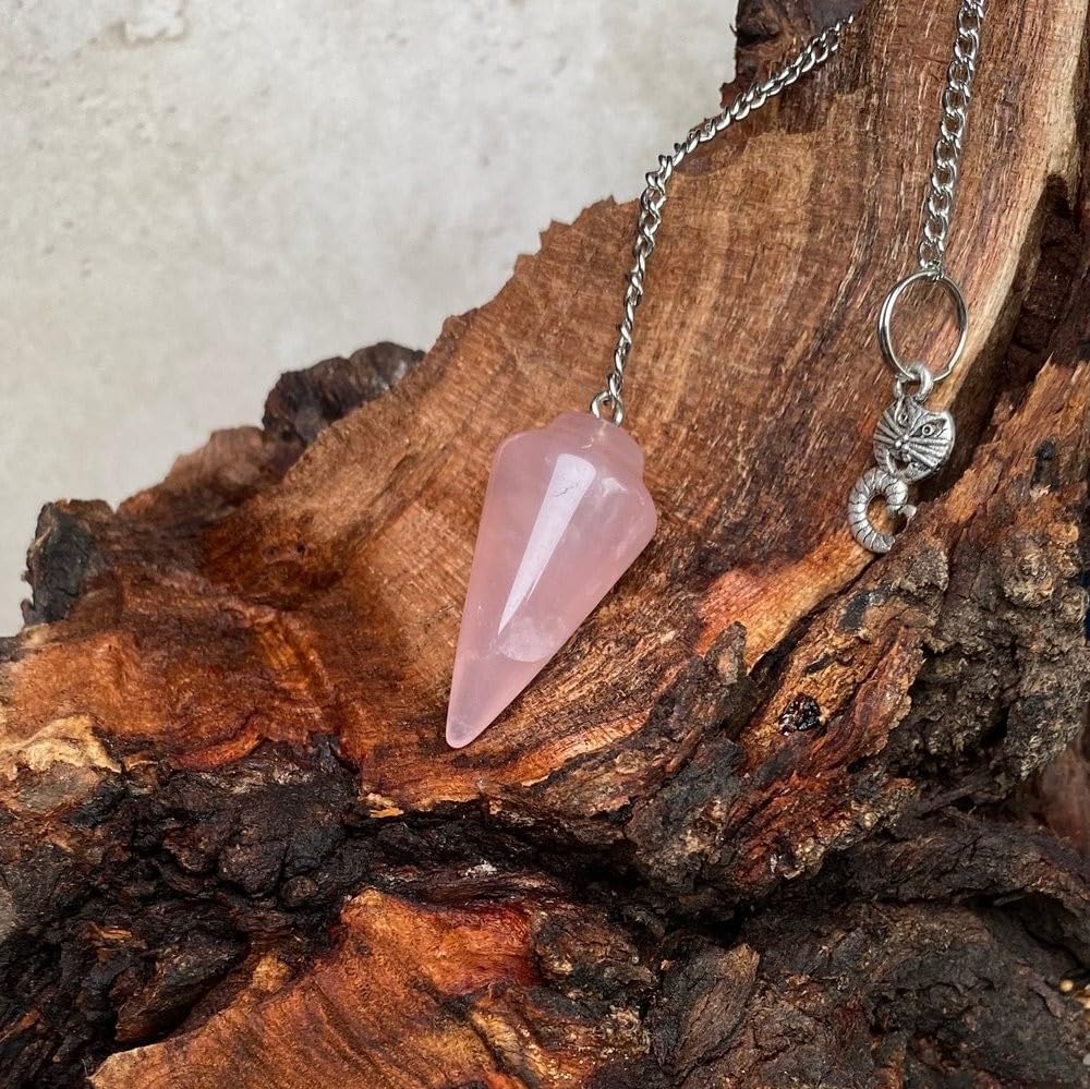 Natural Rose Quartz Pendulum with Mystery Charm | Bag Charm