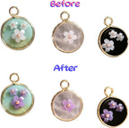 Natural Stone Necklace with Color Changing Floral Design, 18K Gold Plated, Black Obsidian, Amazonite, Rose Quartz, UV Reactive, Festival Jewlery, Gift For Daughter, Mother, Sister, Wife