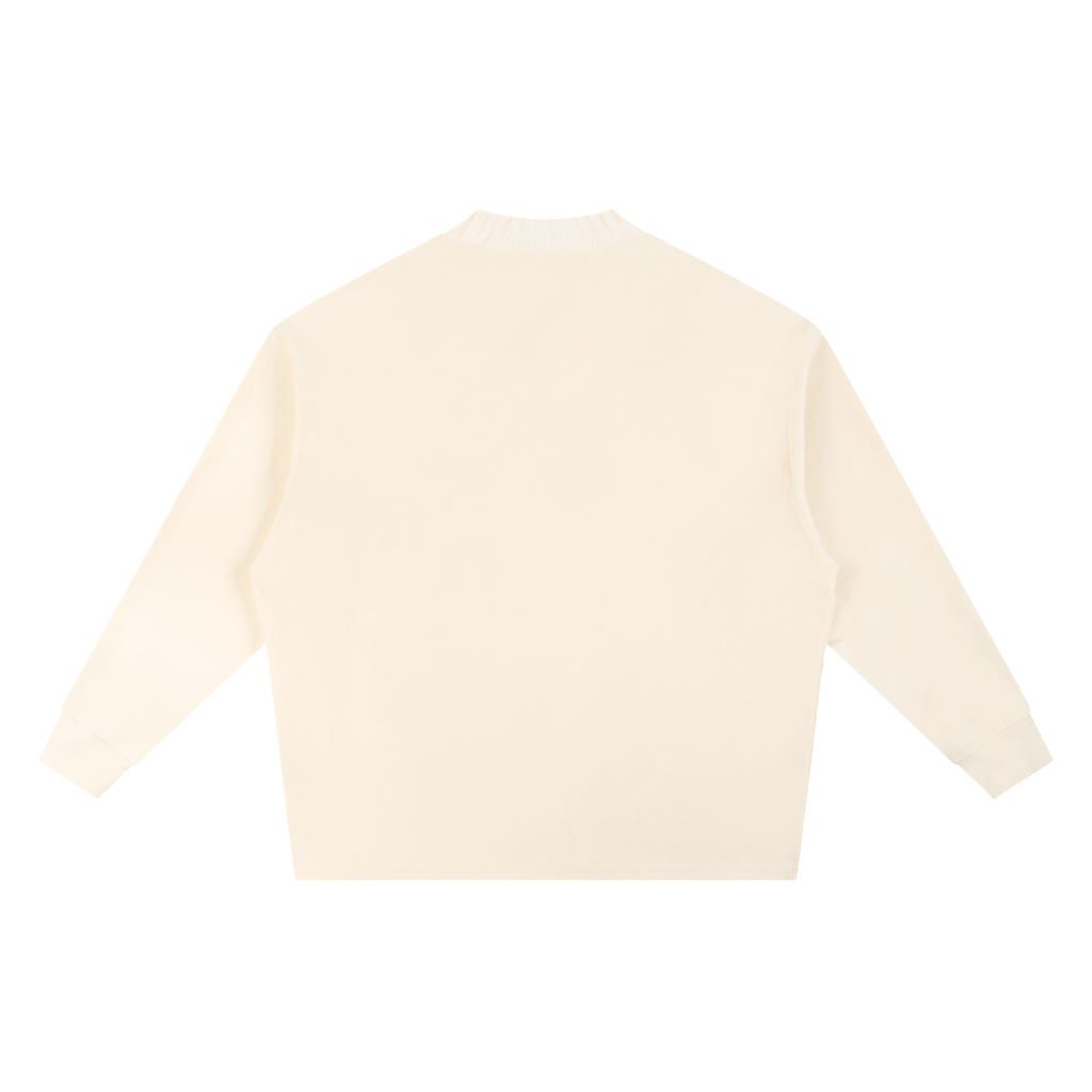 Apricot knitted oversize sweatshirt with crew round neck and long sleeves, back view