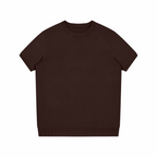 Unisex crewneck knit T-shirt, brown, short sleeves, front view