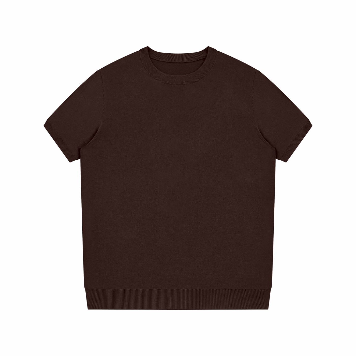 Unisex crewneck knit T-shirt, brown, front view