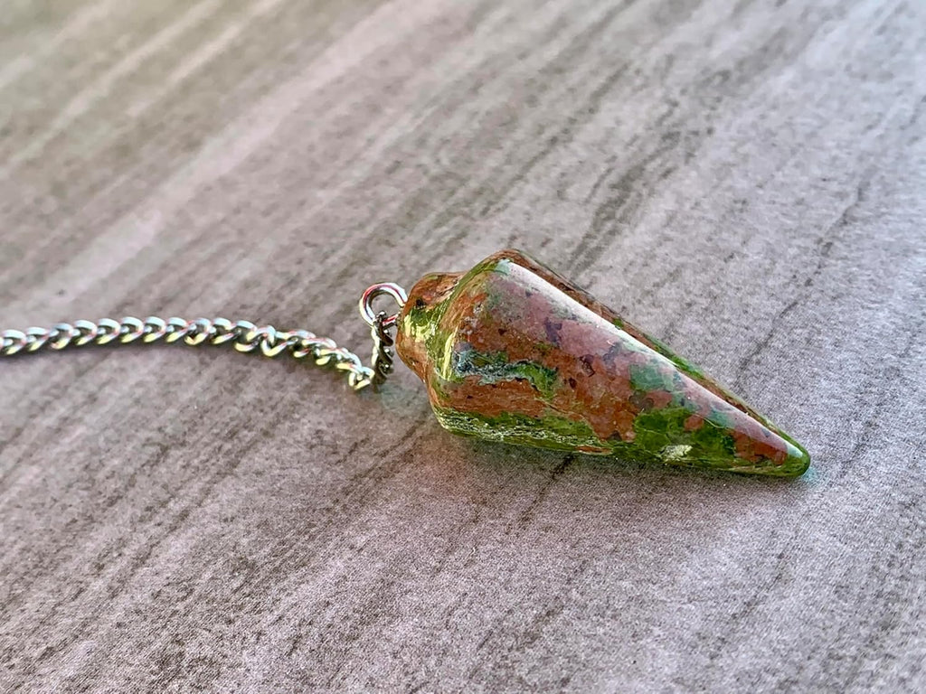 Natural Unakite pendulum or Pure 925 silver necklace