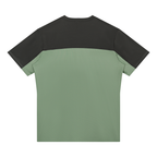 Dark charcoal performance t-shirt with green lower panel and crew neck
