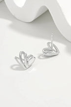 925 Sterling Silver Heart Stud Earrings - Extrinsic Beauty