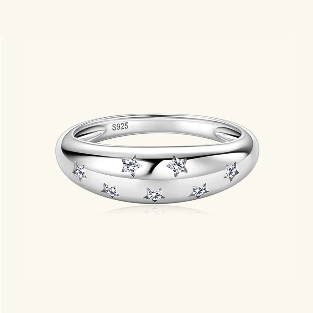 925 Sterling Silver Inlaid Moissanite Star Ring - Extrinsic Beauty