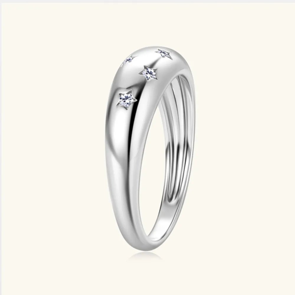 925 Sterling Silver Inlaid Moissanite Star Ring - Extrinsic Beauty