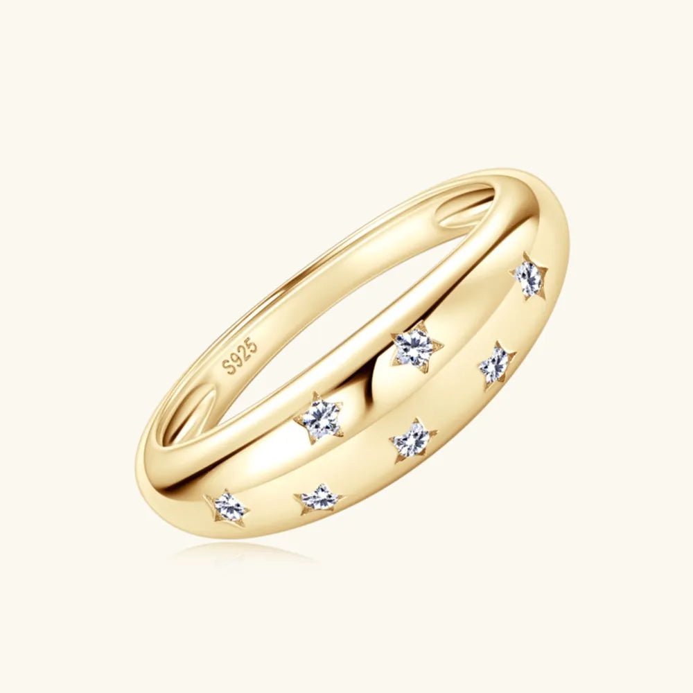 925 Sterling Silver Inlaid Moissanite Star Ring - Extrinsic Beauty