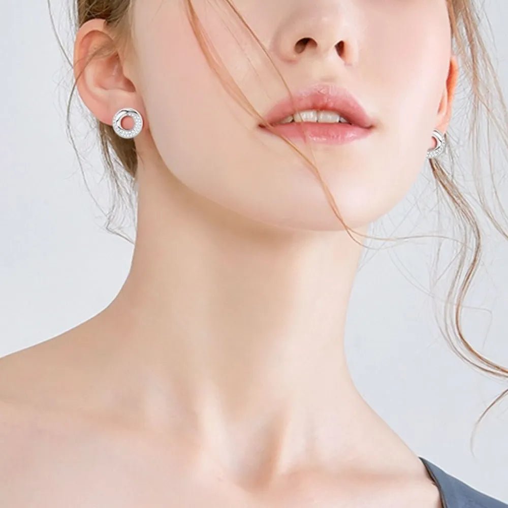 925 Sterling Silver Inlaid Moissanite Stud Earrings - Extrinsic Beauty