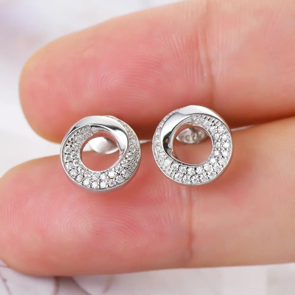 925 Sterling Silver Inlaid Moissanite Stud Earrings - Extrinsic Beauty