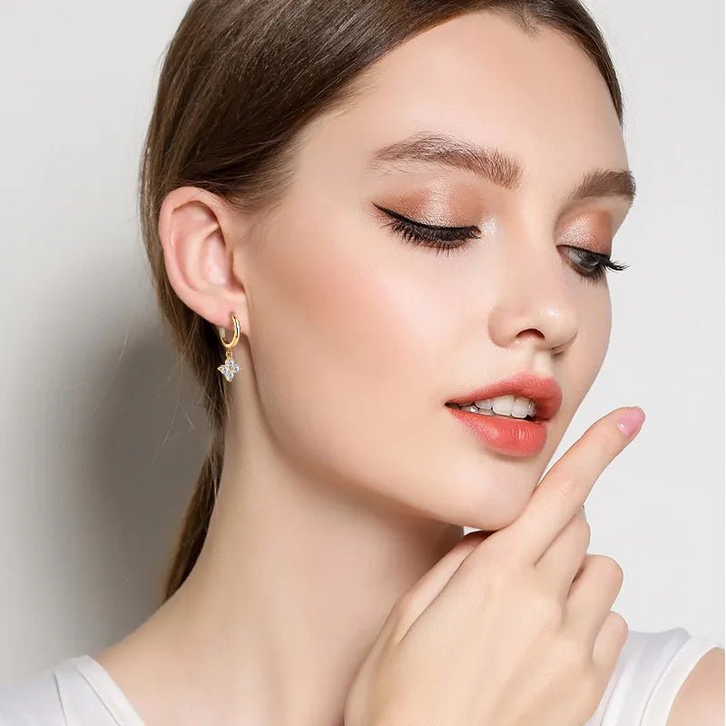 925 Sterling Silver Moissanite Hoop Drop Earrings - Extrinsic Beauty