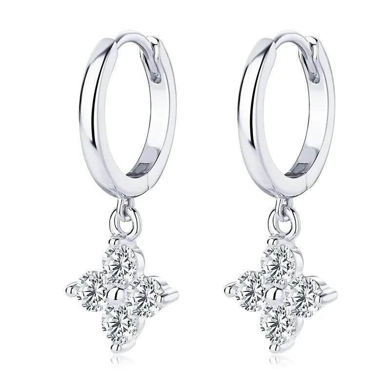 925 Sterling Silver Moissanite Hoop Drop Earrings - Extrinsic Beauty