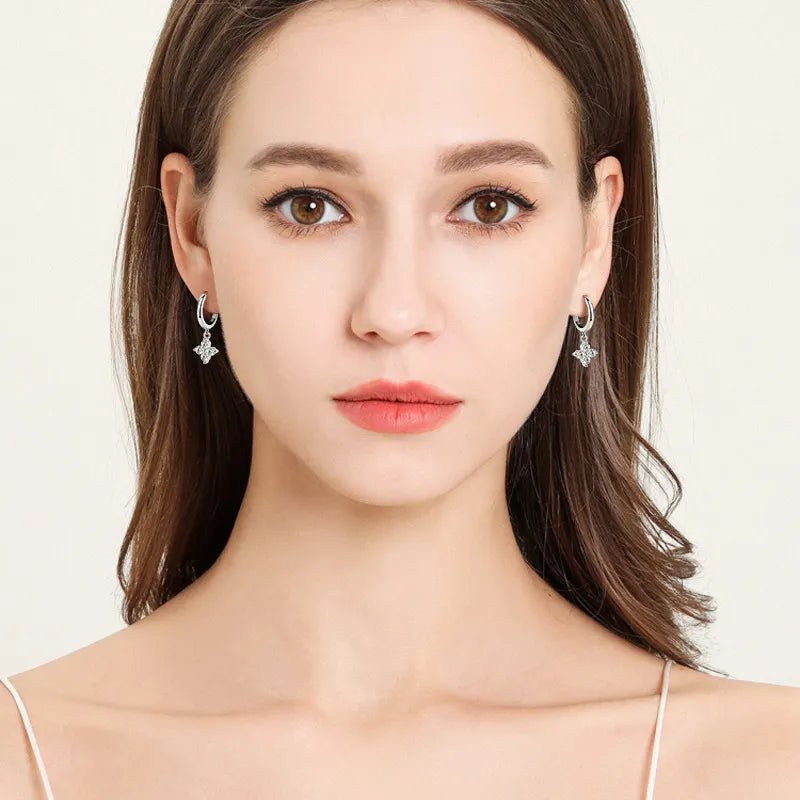 925 Sterling Silver Moissanite Hoop Drop Earrings - Extrinsic Beauty
