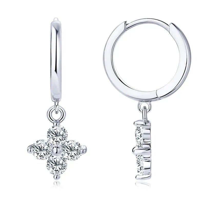 925 Sterling Silver Moissanite Hoop Drop Earrings - Extrinsic Beauty