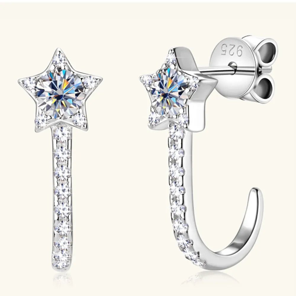 925 Sterling Silver Moissanite Star Earrings - Extrinsic Beauty