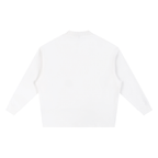 White knitted oversize sweatshirt with crew round neck and long sleeves, back view