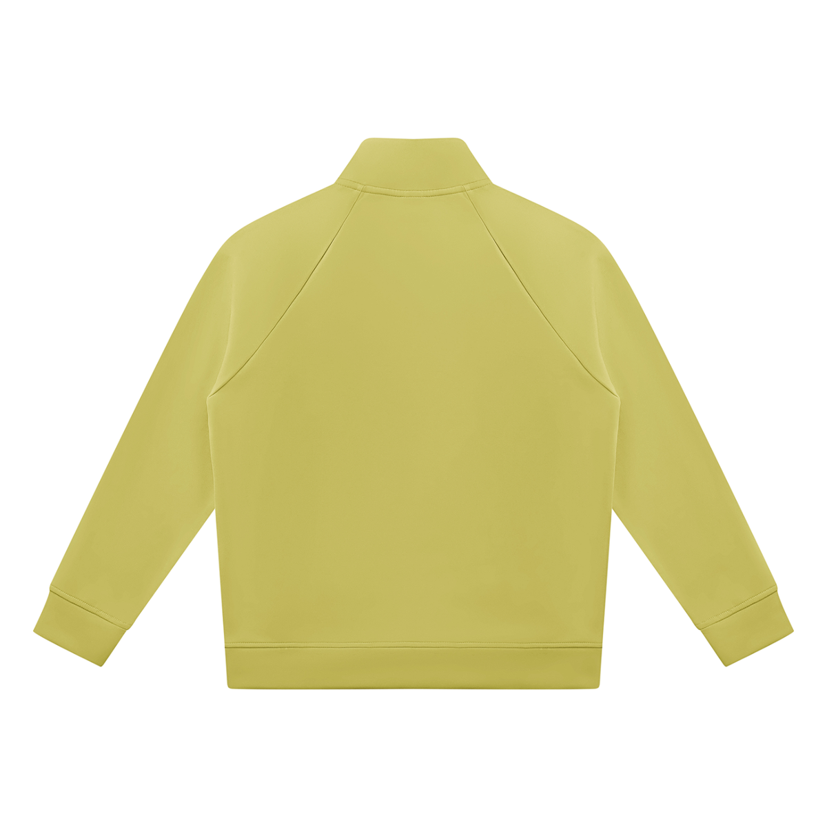 Lime yellow stand-collar jacket, full-zip back with raglan seams