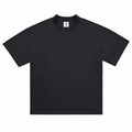 Black heavyweight knit crew-neck T-shirt, short sleeves, ribbed collar and hem