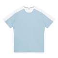 Light blue performance t-shirt with white shoulder/side panels and crew neck