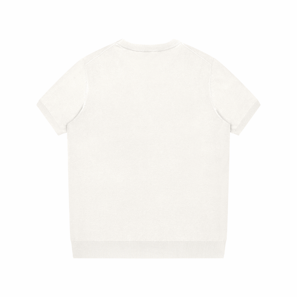 Unisex crewneck knit T-shirt, beige, back view