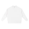 White knitted oversize sweatshirt with crew round neck and long sleeves, front view