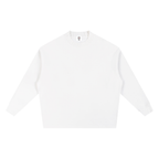 White knitted oversize sweatshirt with crew round neck and long sleeves, front view