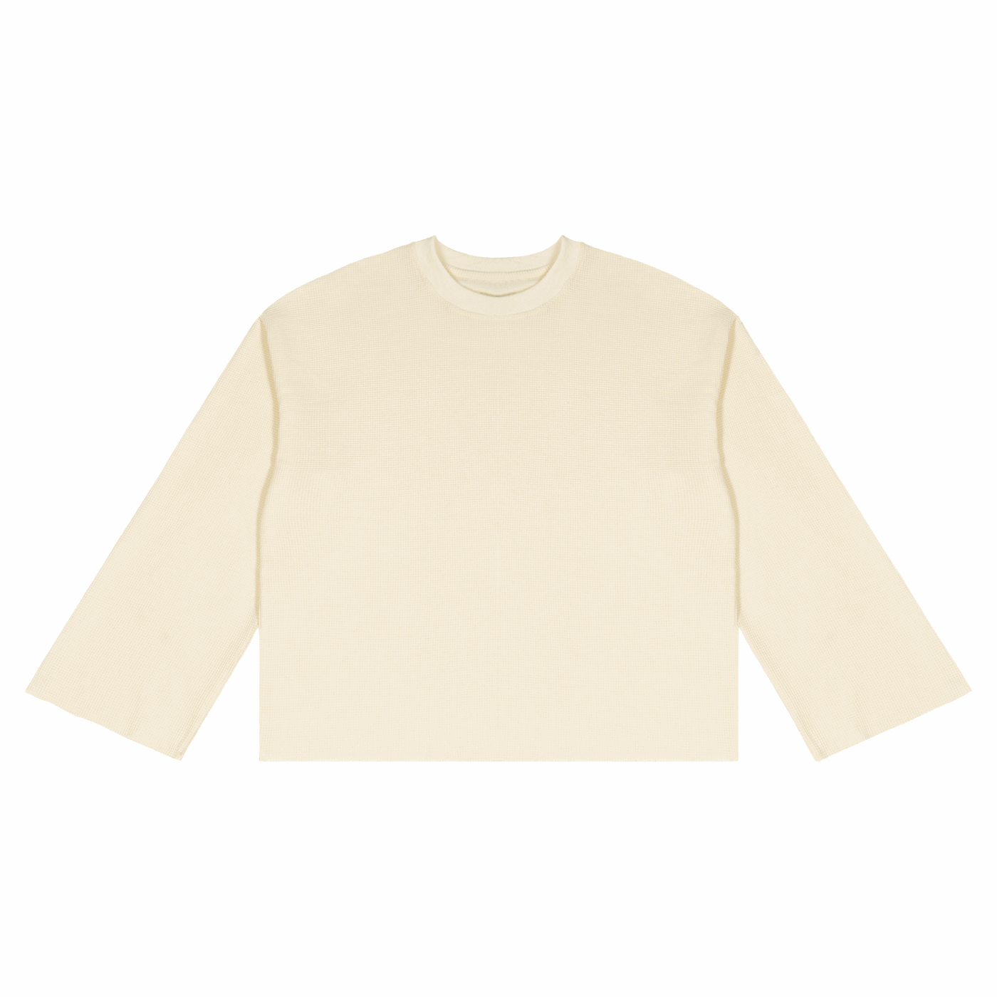 Apricot unisex waffle knit T-shirt with crew neck and short sleeves
