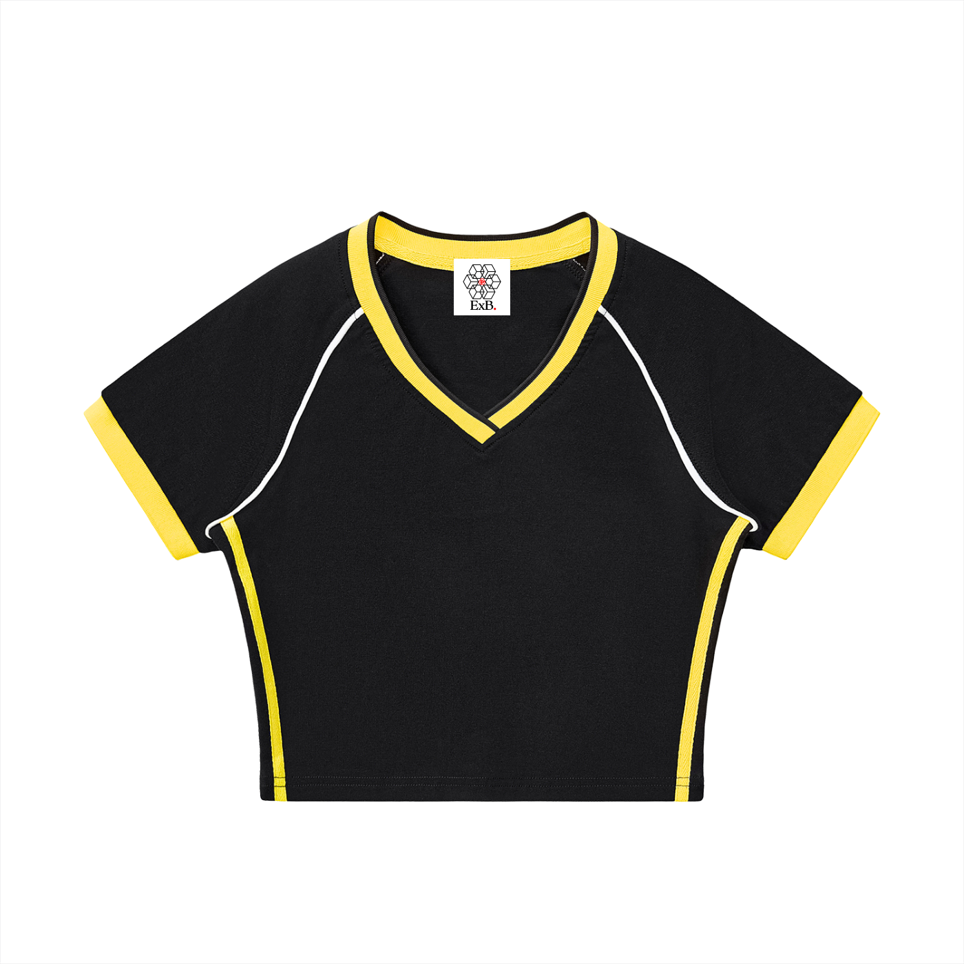 Contrast Trim V-Neck Crop T-Shirt