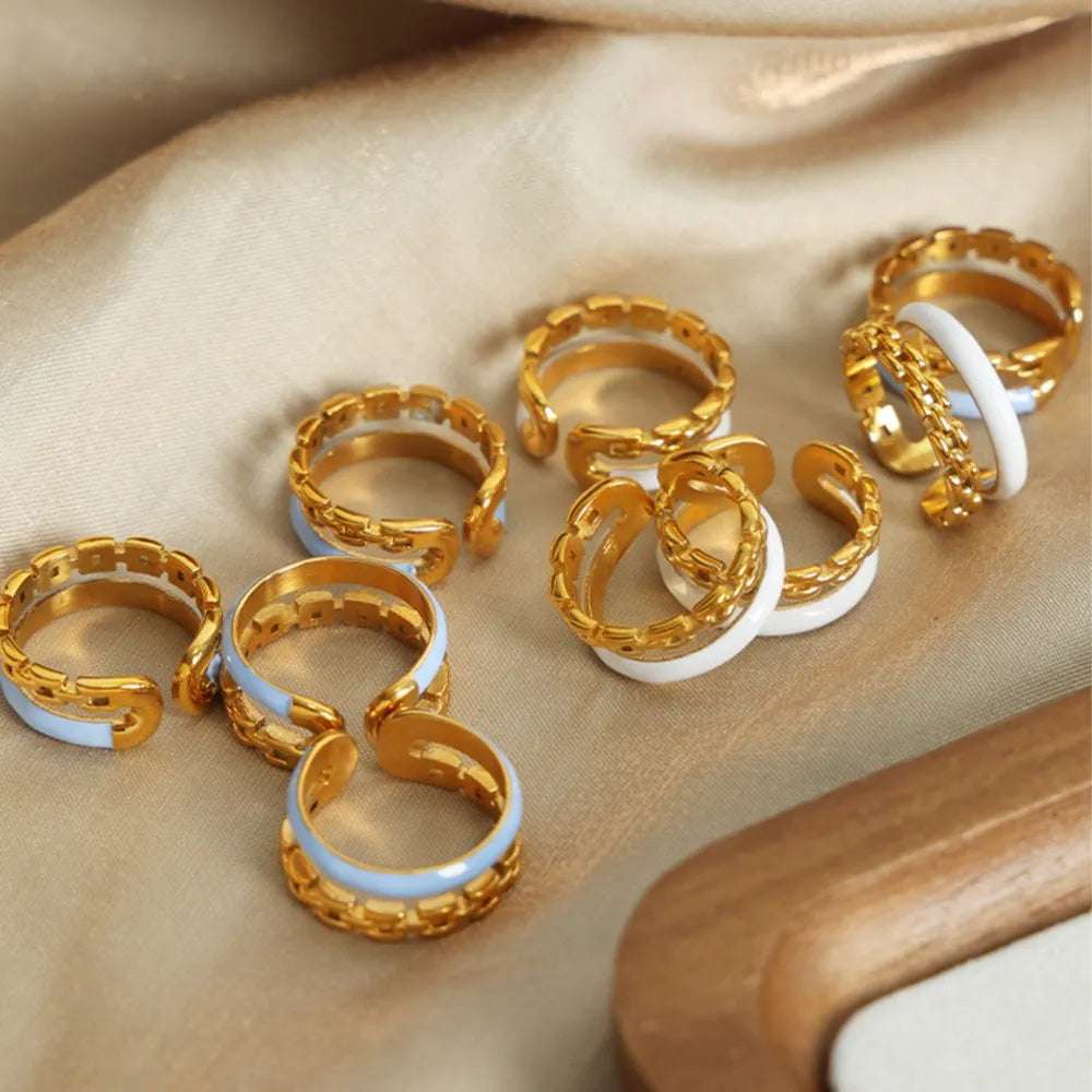 Enamel 18K Gold - Plated Open Ring - Extrinsic Beauty