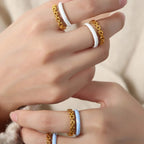 Enamel 18K Gold - Plated Open Ring - Extrinsic Beauty