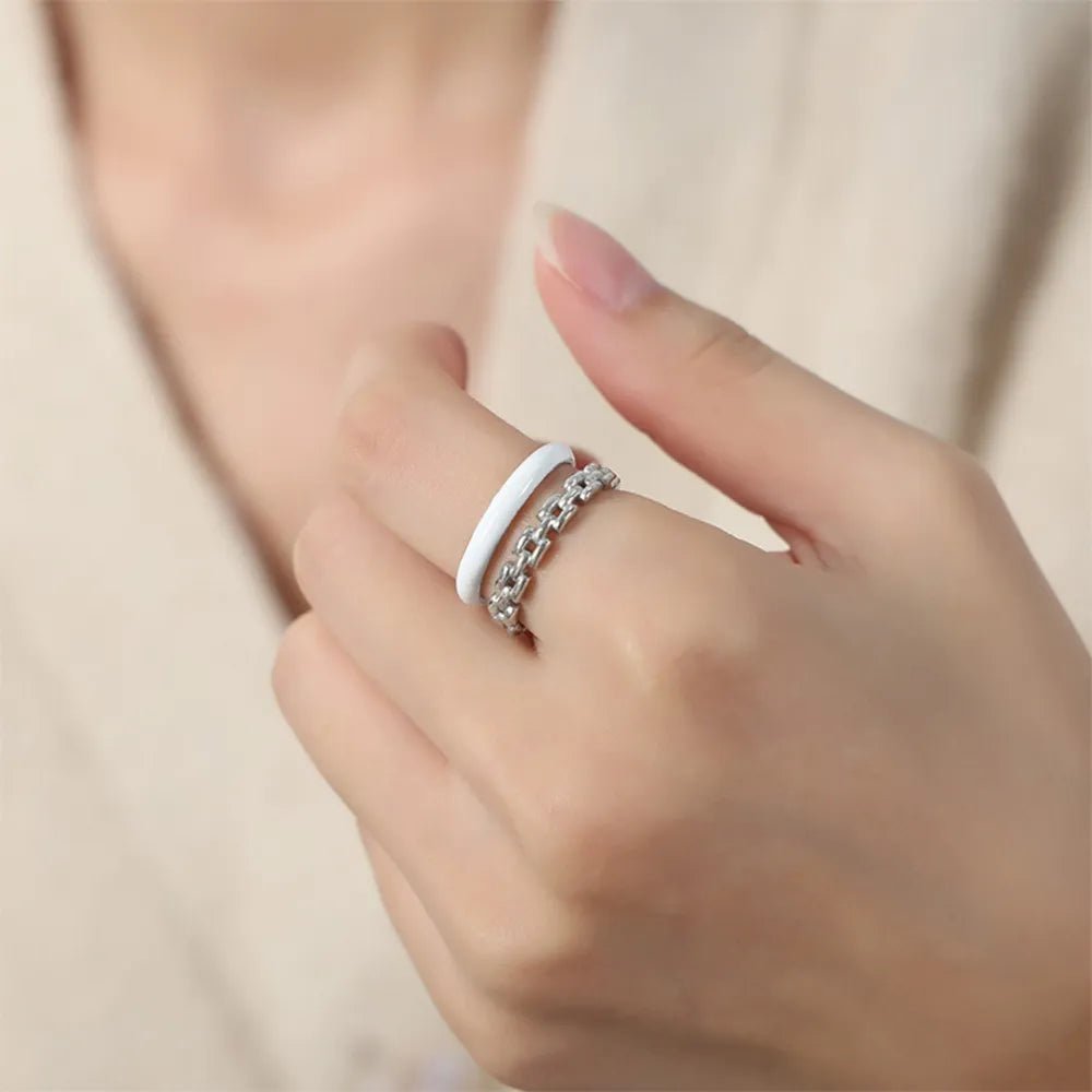Enamel 18K Gold - Plated Open Ring - Extrinsic Beauty