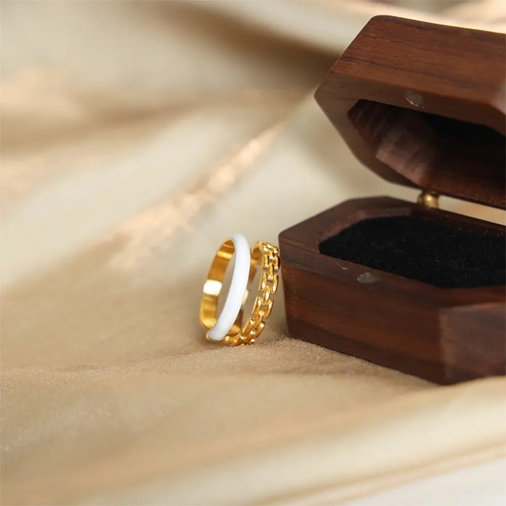 Enamel 18K Gold - Plated Open Ring - Extrinsic Beauty