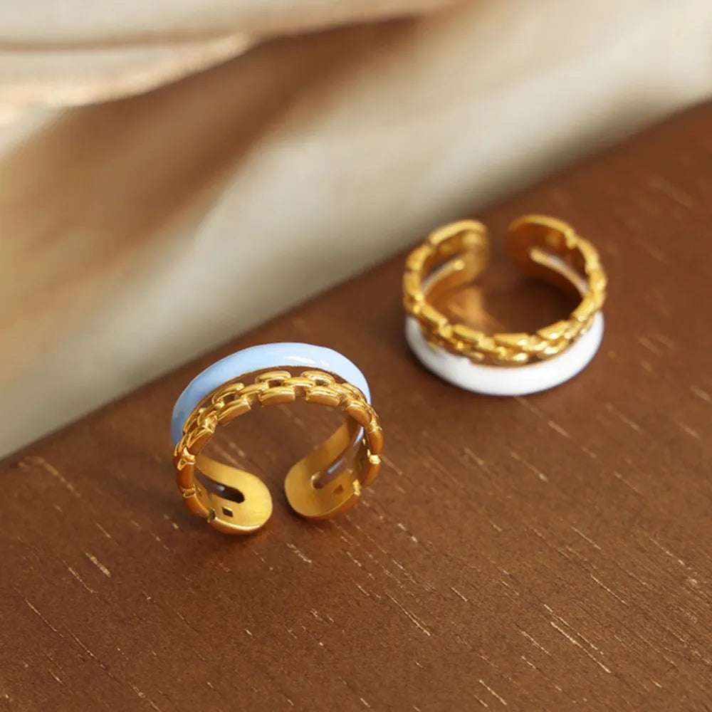 Enamel 18K Gold - Plated Open Ring - Extrinsic Beauty