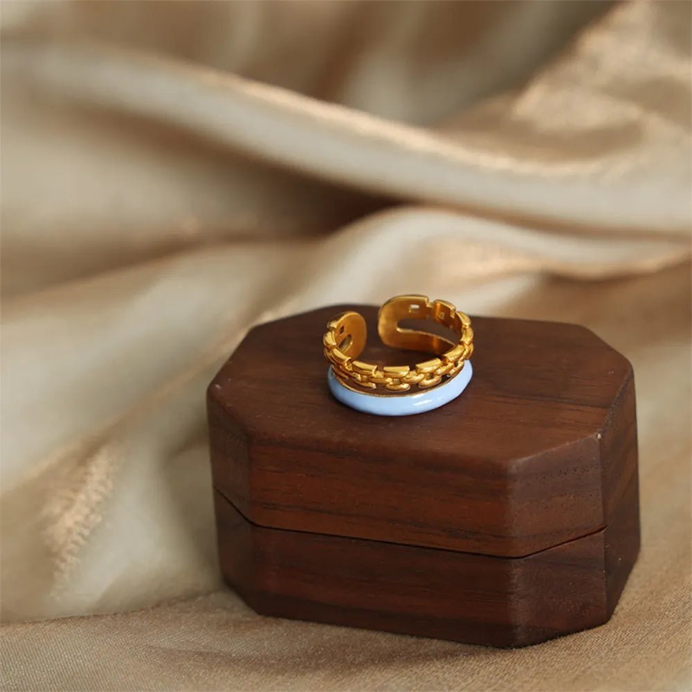 Enamel 18K Gold - Plated Open Ring - Extrinsic Beauty