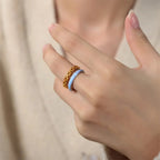 Enamel 18K Gold - Plated Open Ring - Extrinsic Beauty
